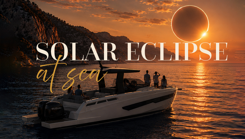 Fiart SW35 mit acht Gästen bei der Sonnenfinsternis vor der Küste Mallorcas